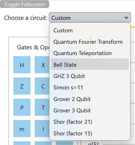 Select Circuit Dropdown Open